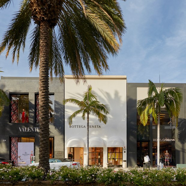 Luxury boutiques on Rodeo Drive in the Golden Triangle of Beverly Hills