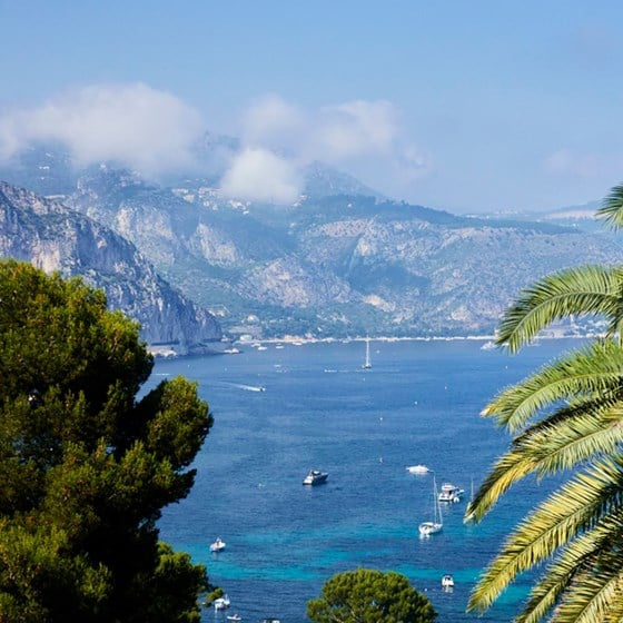 View on the French Riviera and the Mediterranean Sea from the hills