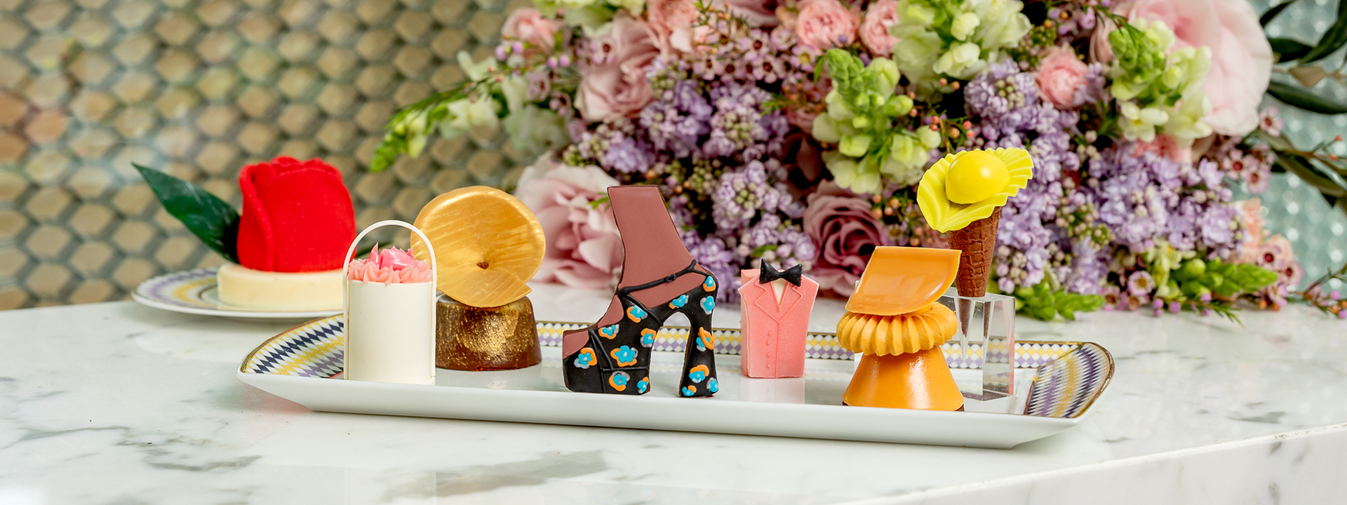 Pret a Portea Afternoon Tea at The Berkeley - selection of cakes which shapes are inspired from fashion shows