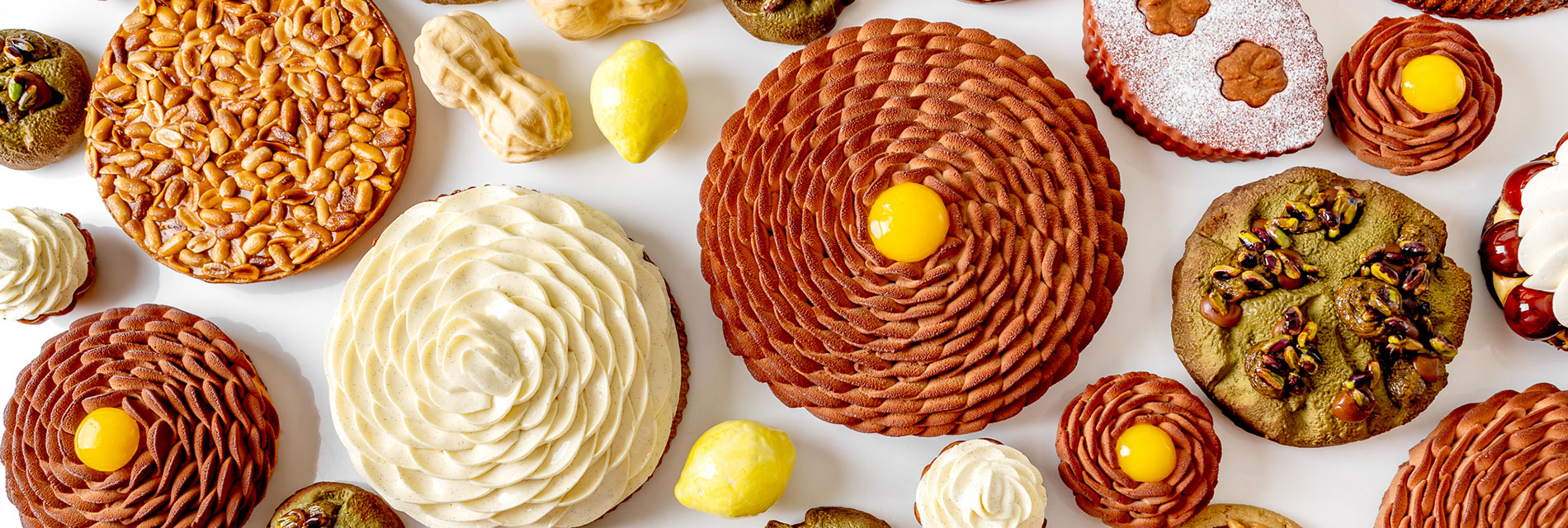 The Autumn winter collection of Cedric Grolet pastries feature intricate chocolate, pistachio, peanut and lemon delights